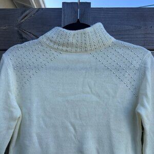 Juicy Couture Studded Mock Turtleneck Cream Sweater - XS